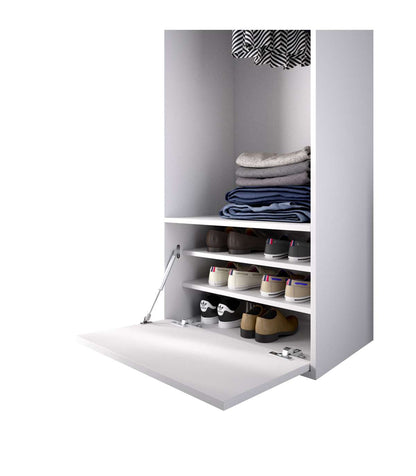 Vestidor Reus Con Zapatero Y Trasera Reversible En Blanco/natural, 205cm(alto) 60cm(ancho)_2