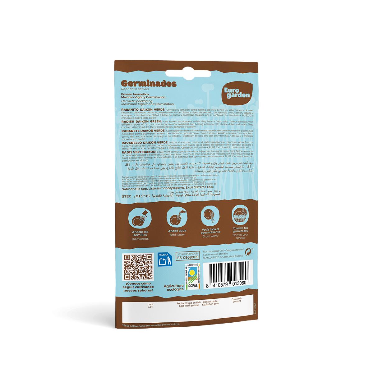 Semillas germinados eco Rabanito Verde Eurogarden