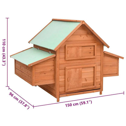 Vidaxl Gallinero De Madera Maciza De Abeto Rojo 150x96x110 Cm_2