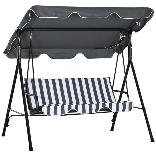Outsunny Columpio De Jardín De 3 Plazas Con Techo Ajustable 172x110x153cm Gris_0