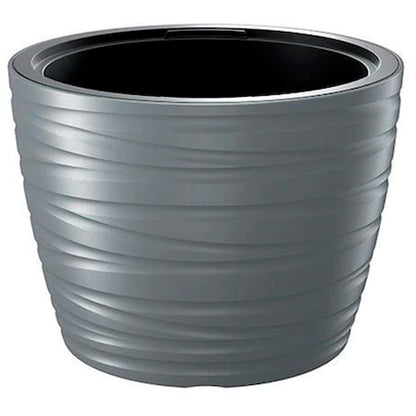 Maceta Baja Con Deposito 48l Maze De Plastico En Color Gris Grafito 47,5 (largo) X 47,5 (ancho) X 34,9 (alto) Cm_0