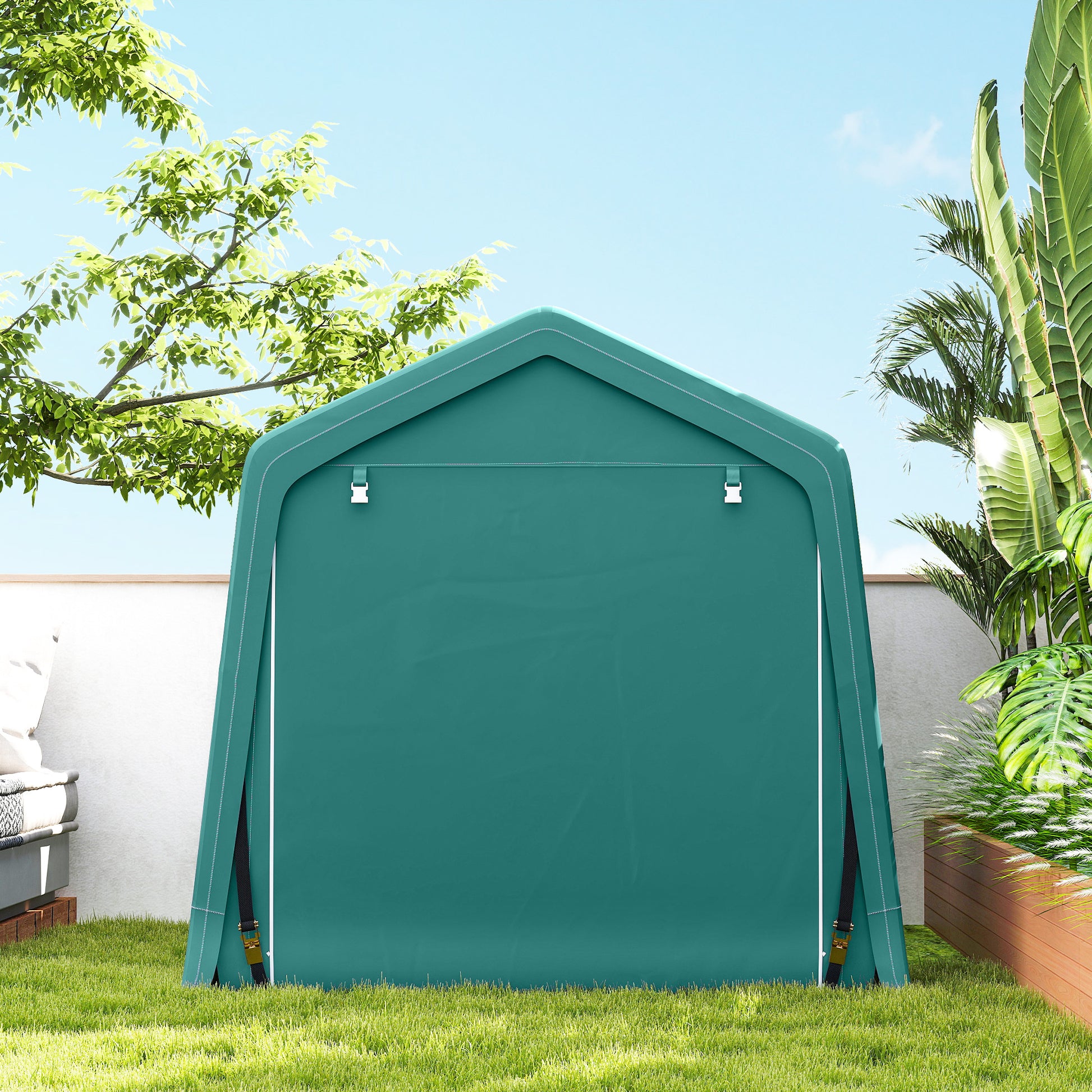 Outsunny Carpa De Jardín Exterior 2,4x2x2 M Con 2 Puertas Con Cremallera Verde_3