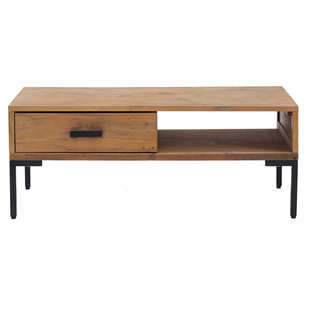 Mesa De Centro Madera Maciza De Pino 90x50x35 Cm_1
