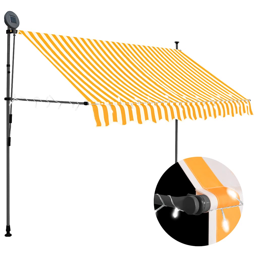 Toldo Manual Retráctil Con Led Blanco Y Naranja 300 Cm_1