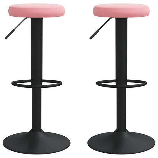 Taburetes De Cocina 2 Unidades Terciopelo Rosa_0