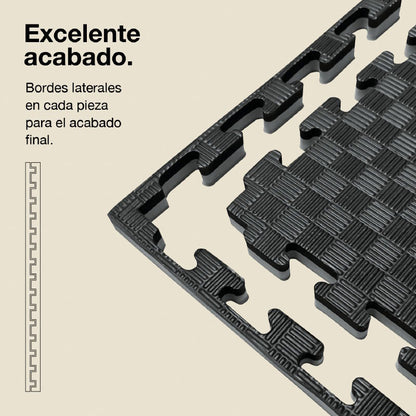 Jowy Tatami Puzzle 2,5cm 100x100cm – Superficie 5 Líneas Gris/negro_2