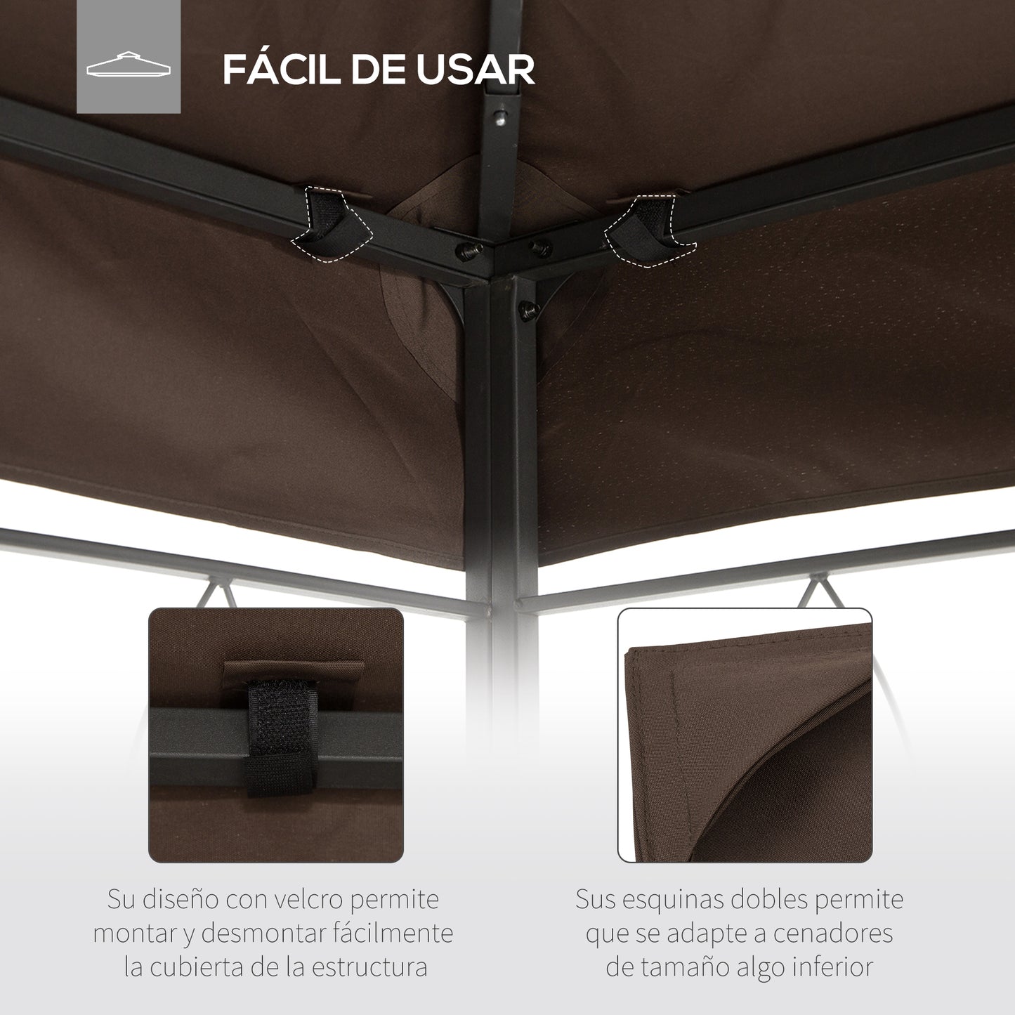 Outsunny Techo De Repuesto 4x3 M Para Cenador Jardín Exterior 2 Niveles Marrón_5