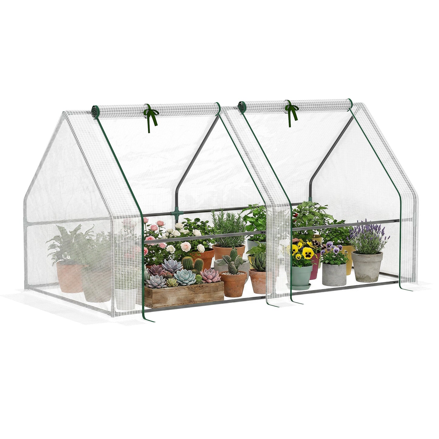 Outsunny Mini Invernadero De Jardín Terraza 180x90x90 Cm Tubo De Acero Blanco_0