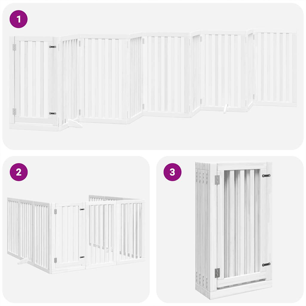 Vidaxl Puerta Para Perros Plegable 9 Paneles Madera Álamo Blanca 450cm_3