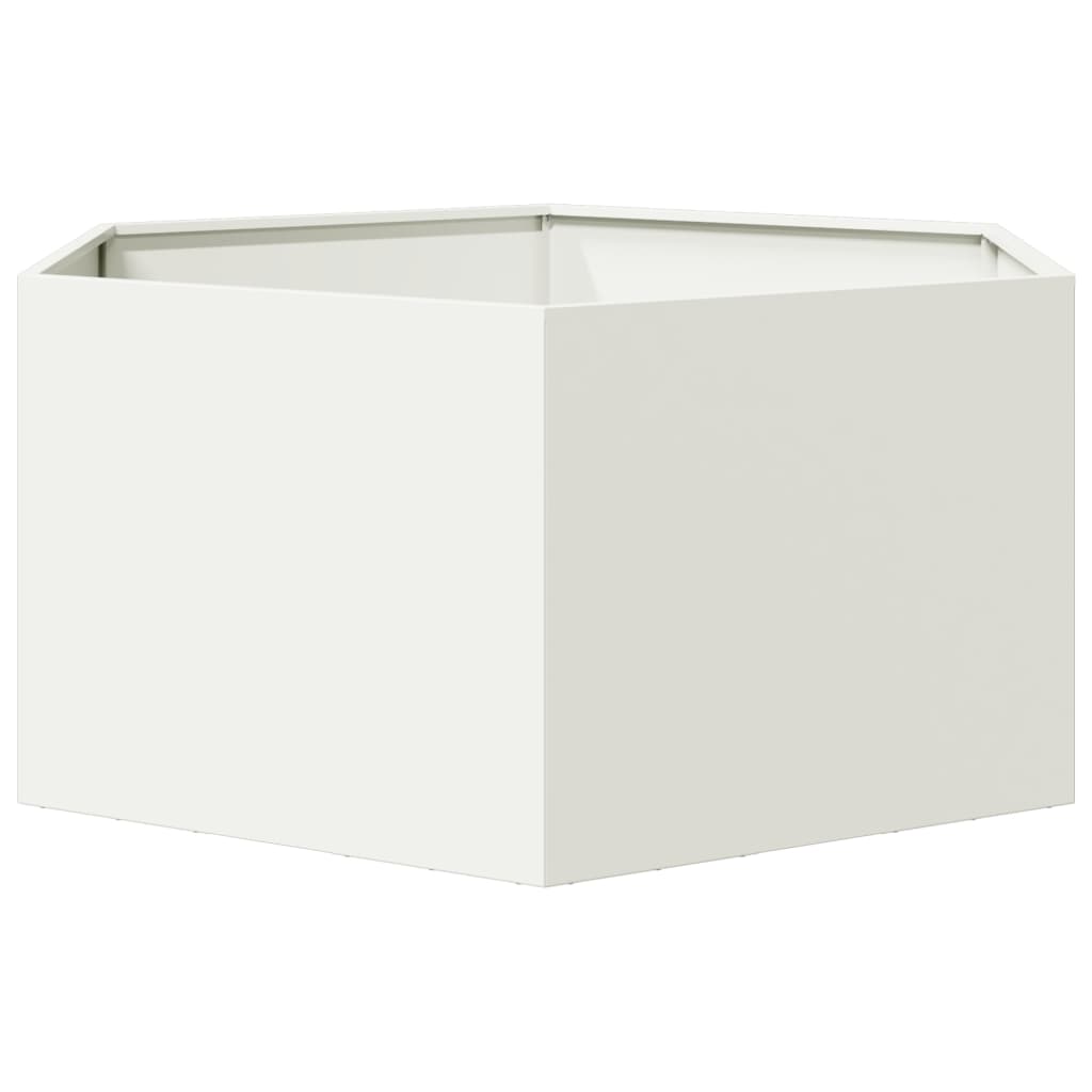 Jardinera Hexagonal De Acero Blanco 104x90x45 Cm_3