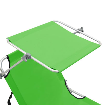 Tumbona Plegable Con Toldo De Acero Verde Manzana_5