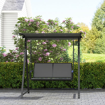 Outsunny Columpio De Jardín De 2 Plazas Con Toldo Ajustable 160x112x162 Cm Gris_5