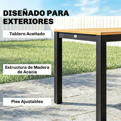 Outsunny Mesa De Comedor De Jardín De Madera De Acacia_4
