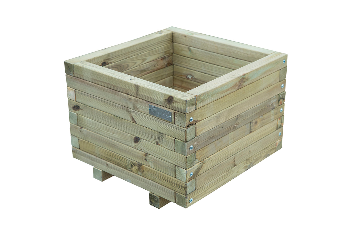 Jardinera Cuadrada  De Madera Tratada Autoclave De 50 X 50 X 40 Cm 67l Para Jardin,terraza,exterior + Bolsa Geotextil_1