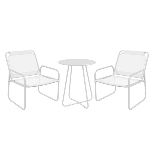 Outsunny Conjunto De Muebles De Jardín Con Marco De Acero Y Reposabrazos Blanco_0