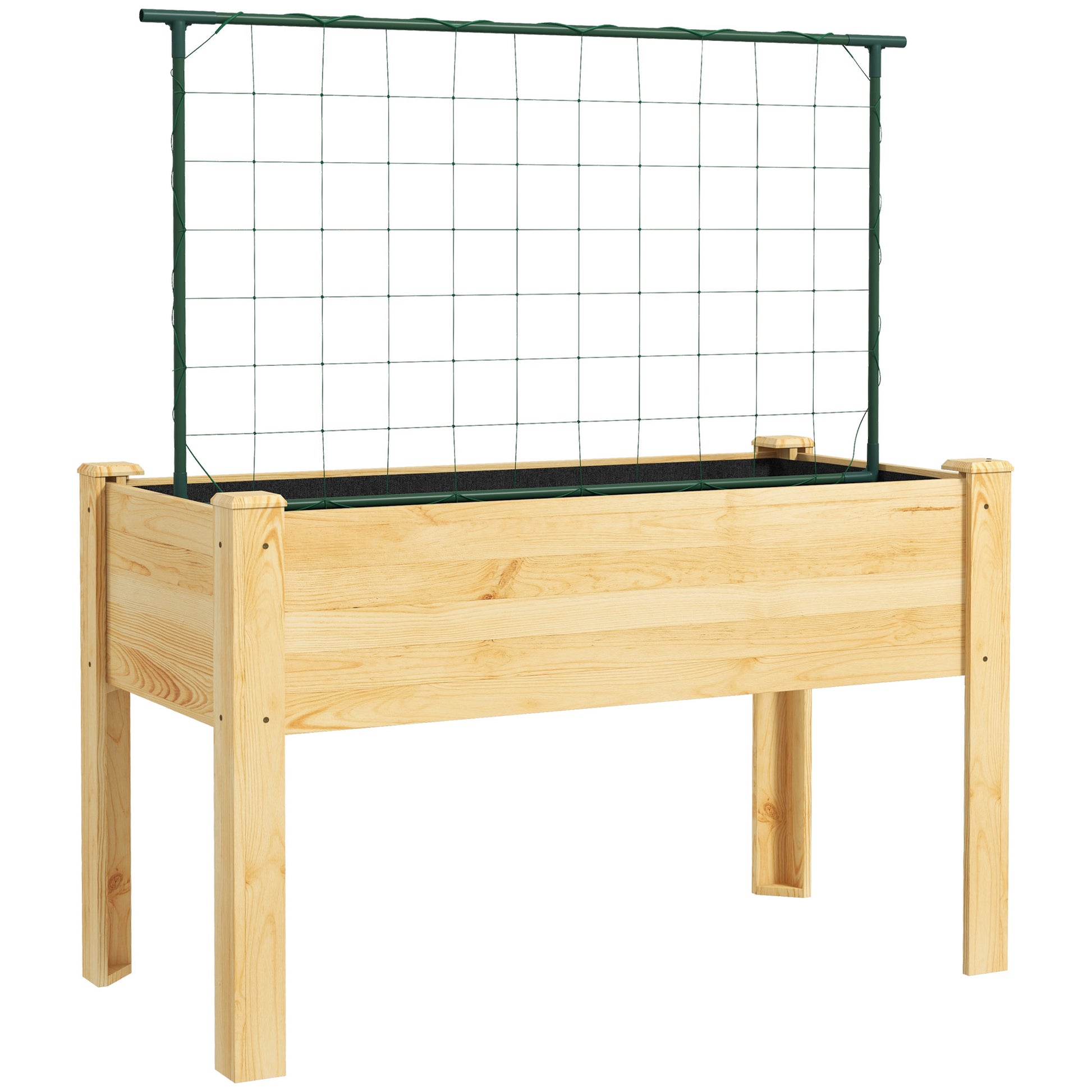 Outsunny Huerto Urbano Elevado Con Enrejado Carga 300 Kg 120x60x75 Cm Natural_0