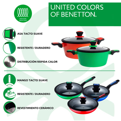 Set De 2 Cacerolas Con Tapa 24/28cm + Juego De 3 Sartenes Con Tapa 20/24/28cm Benetton._1