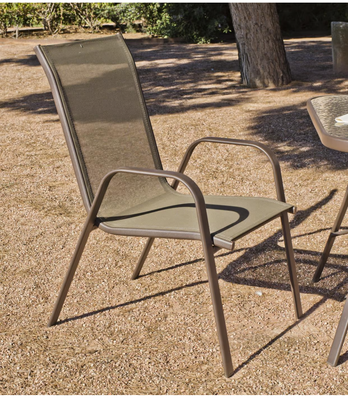 Pack De 2 Sillones Acero/textilen Macao-3 Apilables Bronce. 94 Cm(alto) 54 Cm(ancho)84 Cm(_0