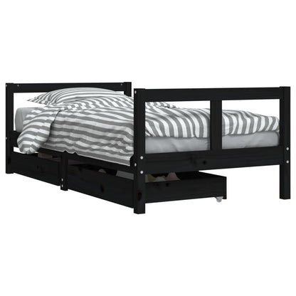 Vidaxl Estructura Cama Infantil Y Cajones Madera Pino Negro 80x160 Cm_0