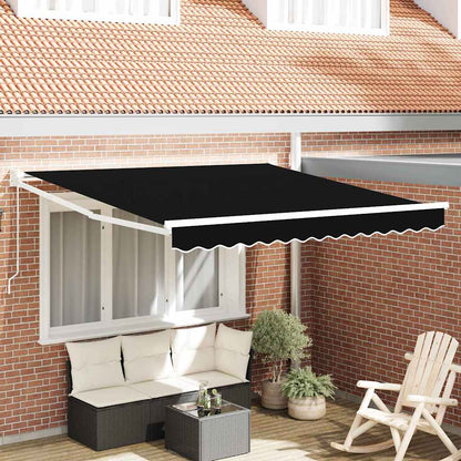 Toldo Retráctil Negro 350 X 250 Cm 100% Poliéster Y Aluminio_1
