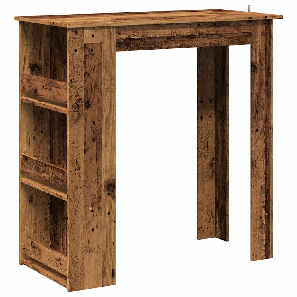 Mesa Bar Con Estante Almacenaje Envejecida 102x50x103,5 Cm_0