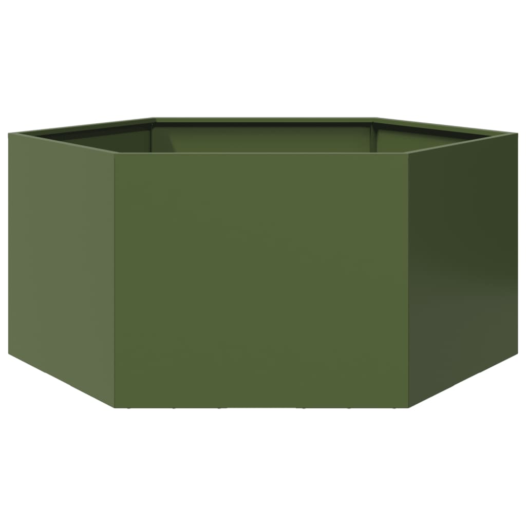 Jardinera Hexagonal De Acero Verde Oliva 104x90x45 Cm_1