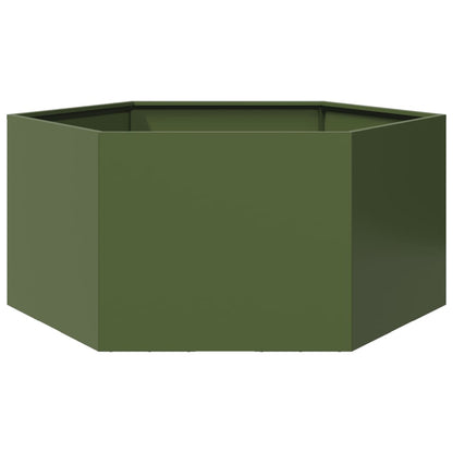 Jardinera Hexagonal De Acero Verde Oliva 104x90x45 Cm_1