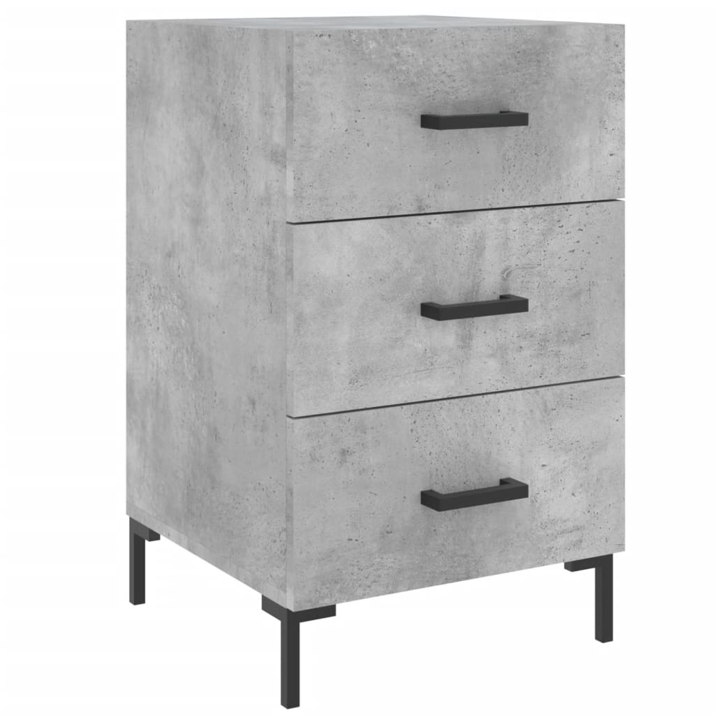 Mesita De Noche Madera De Ingeniería Gris Hormigón 40x40x66 Cm_0