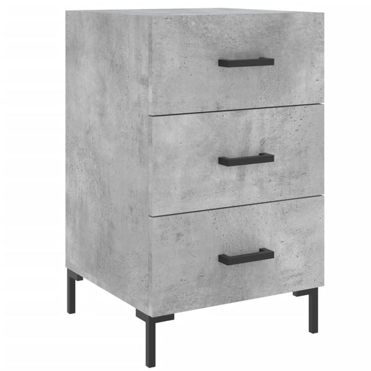 Mesita De Noche Madera De Ingeniería Gris Hormigón 40x40x66 Cm_0