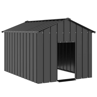 Caseta Para Perros Con Techo Acero Galvanizado 113x153x101 Cm_1