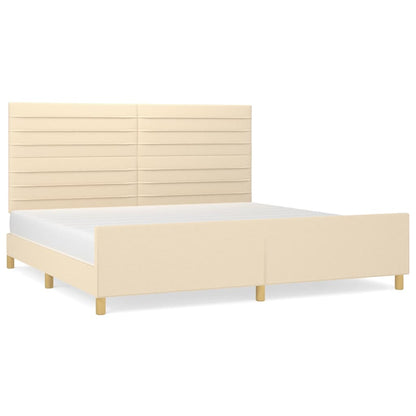 Estructura De Cama Con Cabecero De Tela Color Crema 200x200 Cm / Vetonek_3