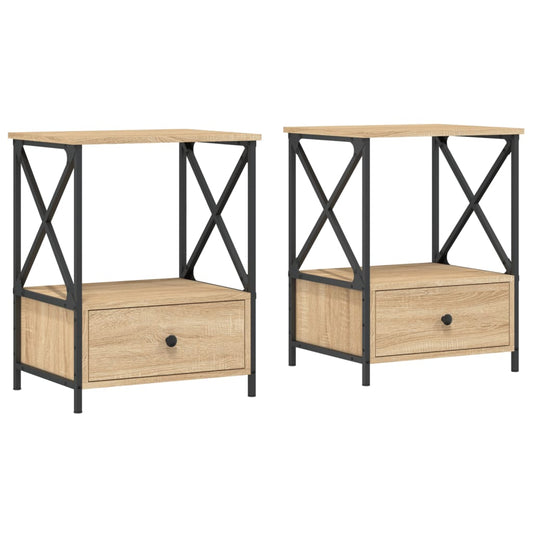 Mesitas Noche 2 Uds Madera Ingeniería Roble Sonoma 50x41x65 Cm_0