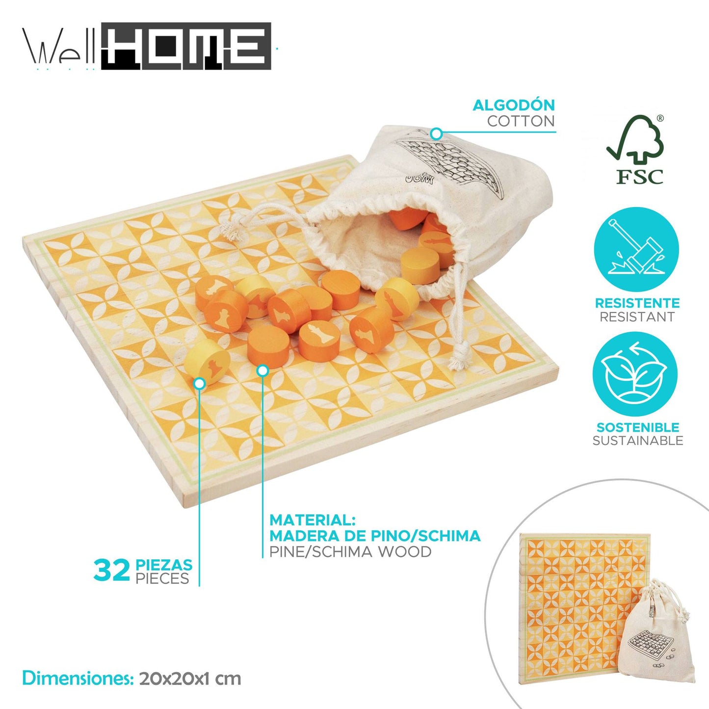Well Home - Juego De Ajedrez Con Piezas Y Tablero De Madera_1