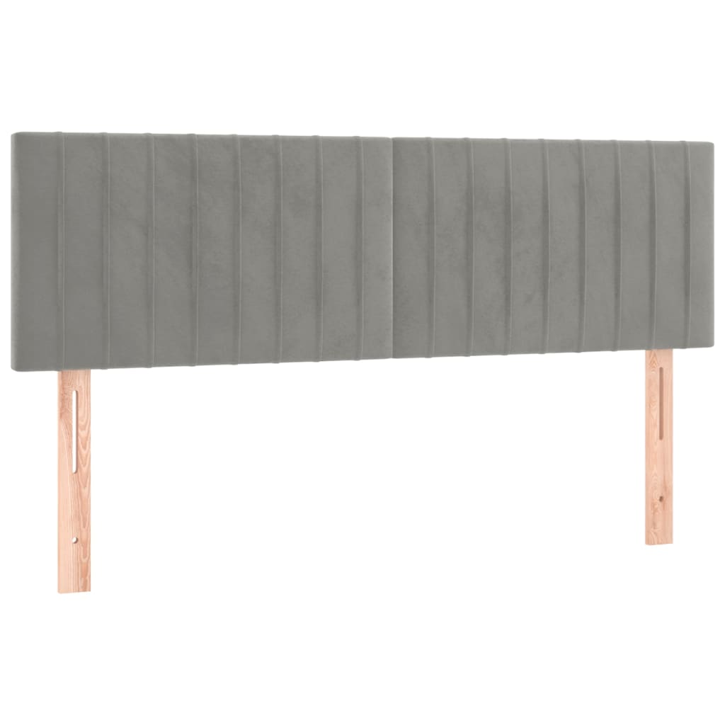 Cama Box Spring Colchón Y Led Terciopelo Gris Claro 140x190 Cm / Vetonek_3