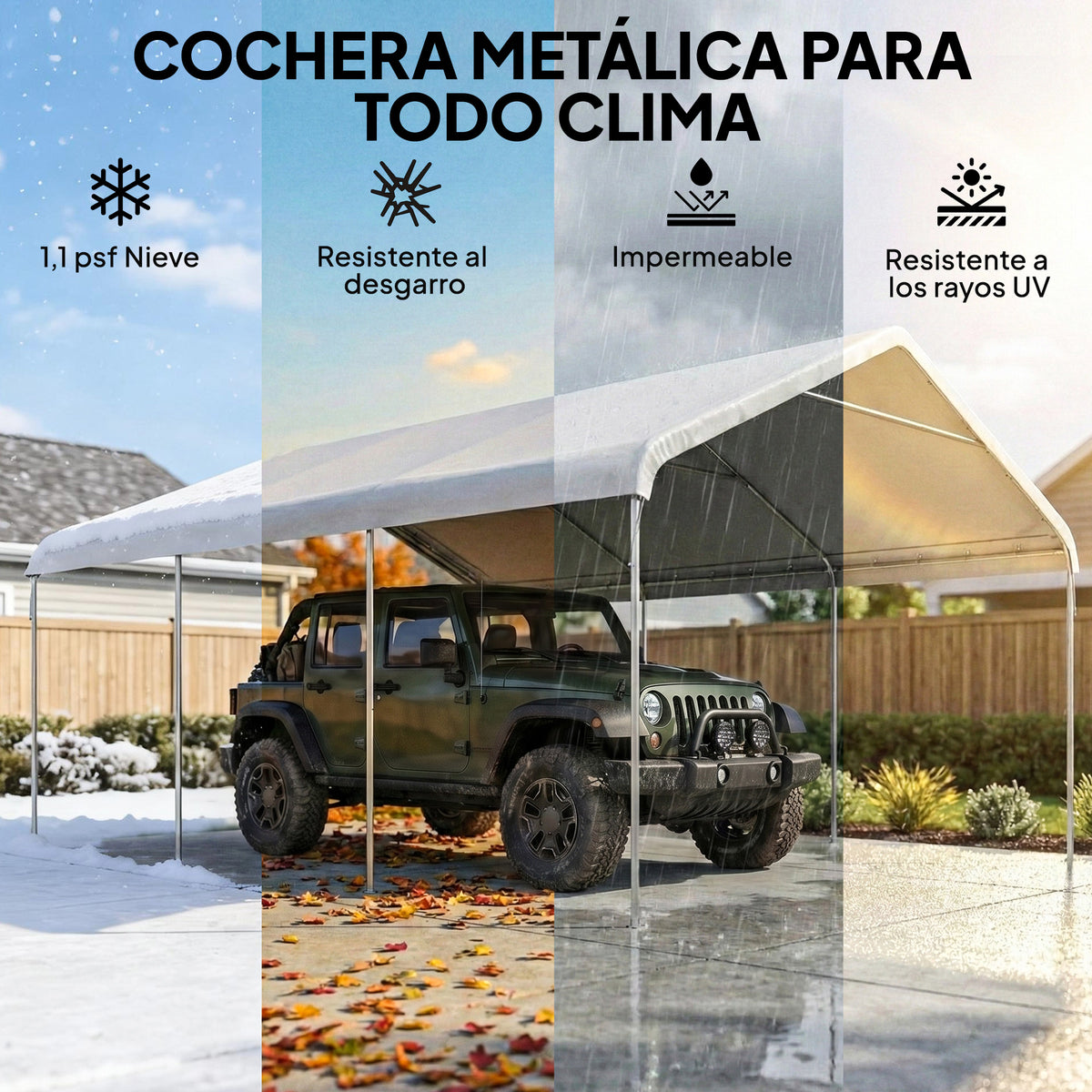 Carpa Para Garaje Outsunny Tela De Poliéster, Acero Galvanizado Crema 600x500x310 Cm_3