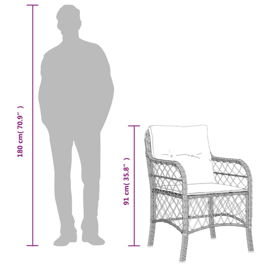 Set Comedor De Jardín 9 Pzas Cojines Ratán Sintético Gris Claro / Vetonek_0