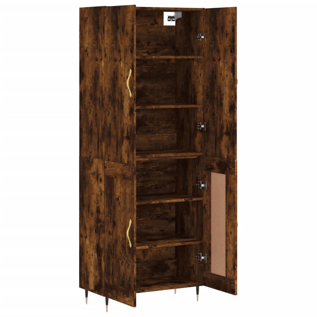 Aparador Alto Madera Contrachapada Roble Ahumado 69,5x34x180 Cm_3