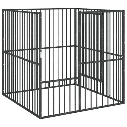 Vidaxl Corralito Para Perros Con 4 Paneles Acero Galvanizado Negro_3