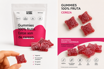 Gummies 100% Fruta Pack De 14 Cereza – Snack Saludable Vegano Sin Azúcares Añadidos_2