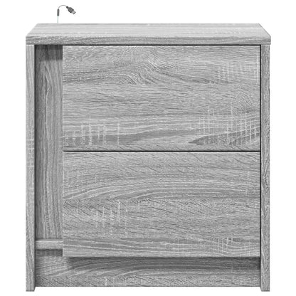 Mesita De Noche Con Luces Led Madera De Ingeniería Gris Sonoma_4