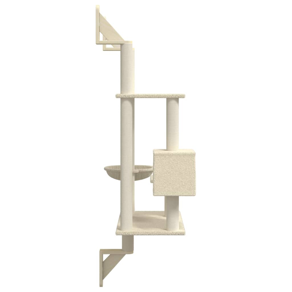 Vidaxl Árbol Rascador Para Gatos De Pared Crema 153 Cm_4