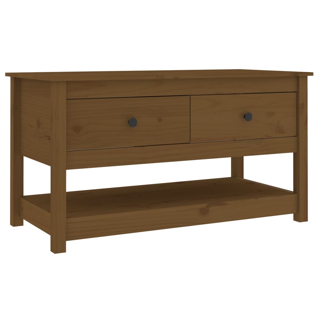 Mesa De Centro Madera Maciza De Pino Marrón Miel 102x49x55 Cm_0