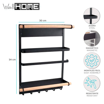Well Home Rack De Fijación Magnética En Acero Pintado Color Negro