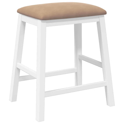 Sillas De Bar Con Cojines 2 Uds Madera Maciza Blanca Caucho_5