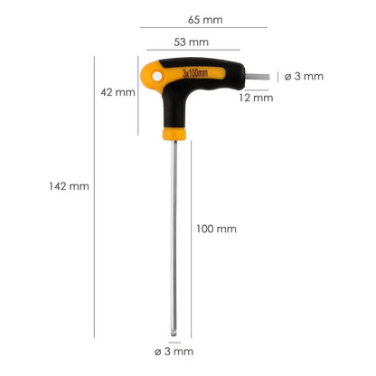 Llave Allen Con Bola Mango Bimaterial Soft Touch Forma T 3,0 Mm. Acero Cromo Vanadio, Destornillador Allen, Llave Hexagonal_1