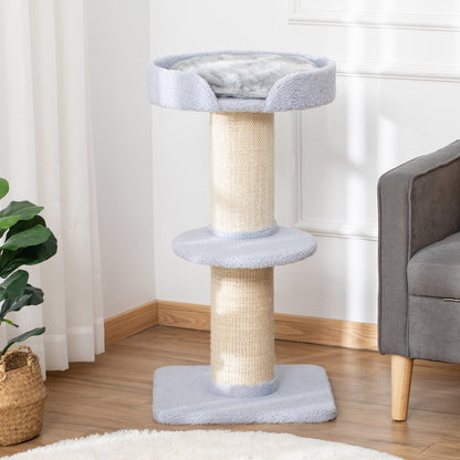 Pawhut Árbol Rascador Para Gatos Altura 91 Cm De 3 Niveles 45x45x91cm Azul Claro_4