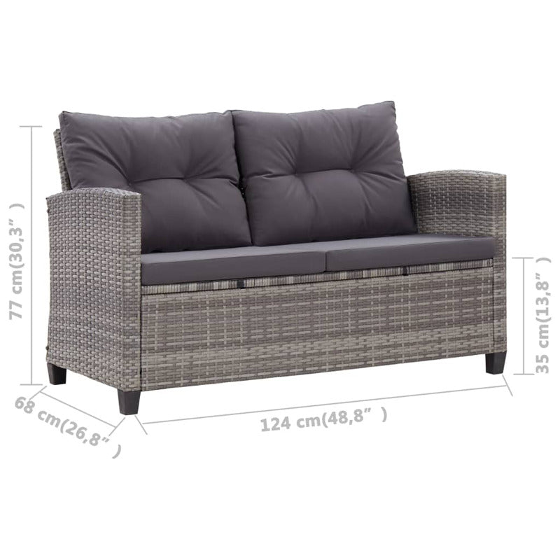 Vidaxl Sofá De Jardín 2 Plazas Y Cojines Ratán Sintético Gris 124 Cm_5
