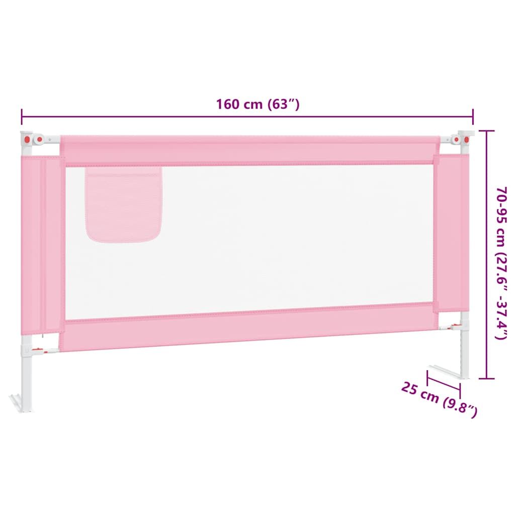 Vidaxl Barandilla De Seguridad Cama De Niño Rosa Tela 160x25 Cm_2
