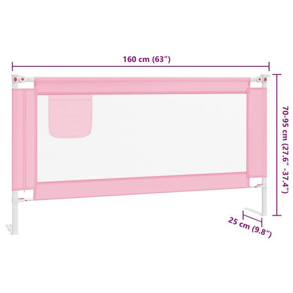 Vidaxl Barandilla De Seguridad Cama De Niño Rosa Tela 160x25 Cm_2