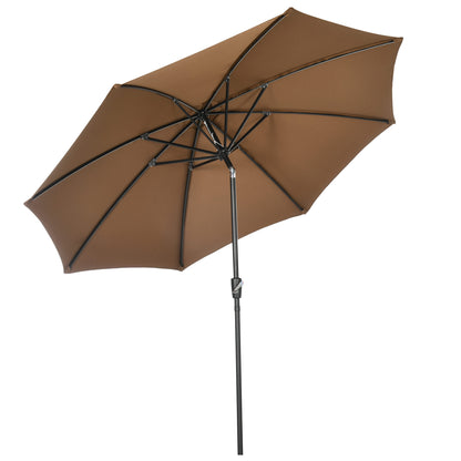 Outsunny Sombrilla De Jardín Ø300x252 Cm Con Manivela Techo Inclinable Marrón_0